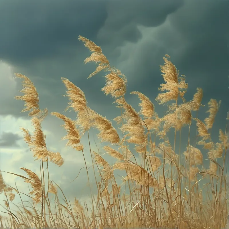 Golden Reeds Against Sky