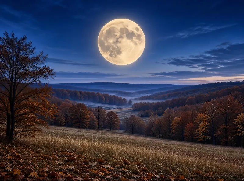 Full Moon Over Autumn Valley