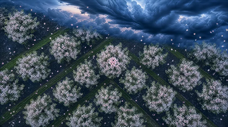 Aerial Bloom Under Dramatic Sky