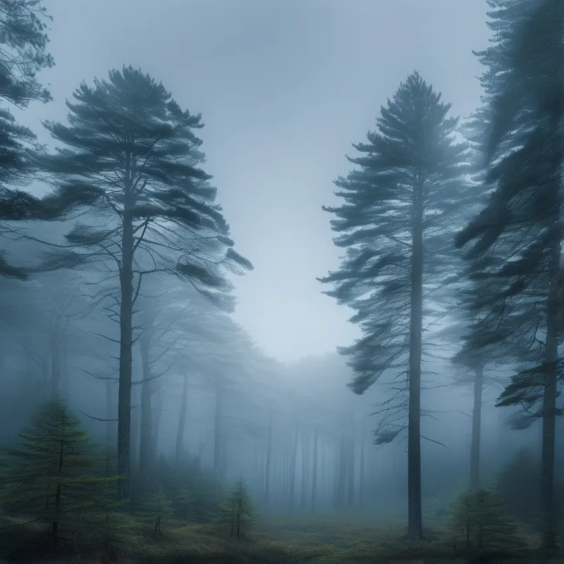 Misty Blue Pine Forest