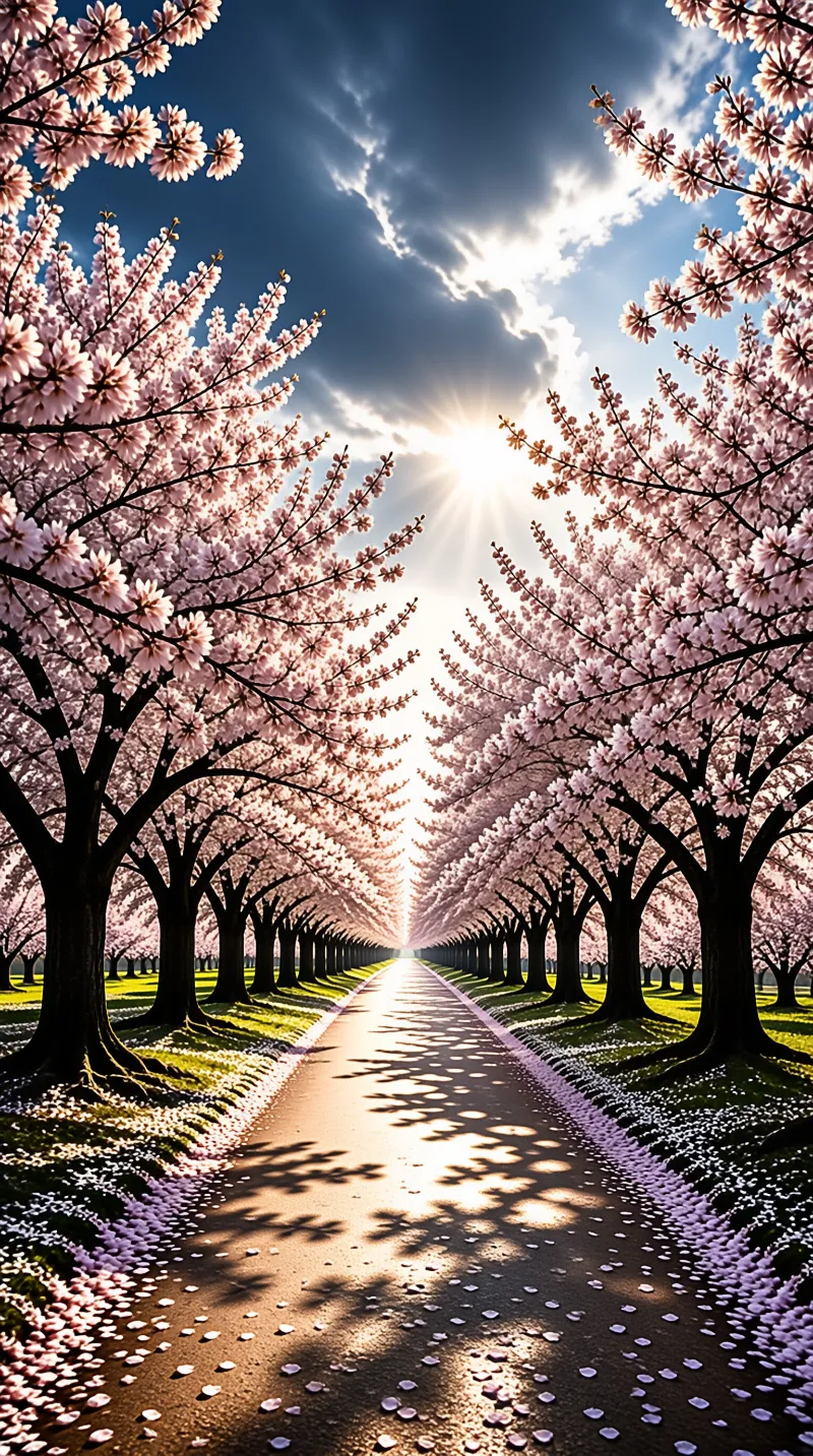 Sunlit Sakura Avenue
