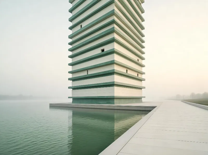 Modern Tower by Water
