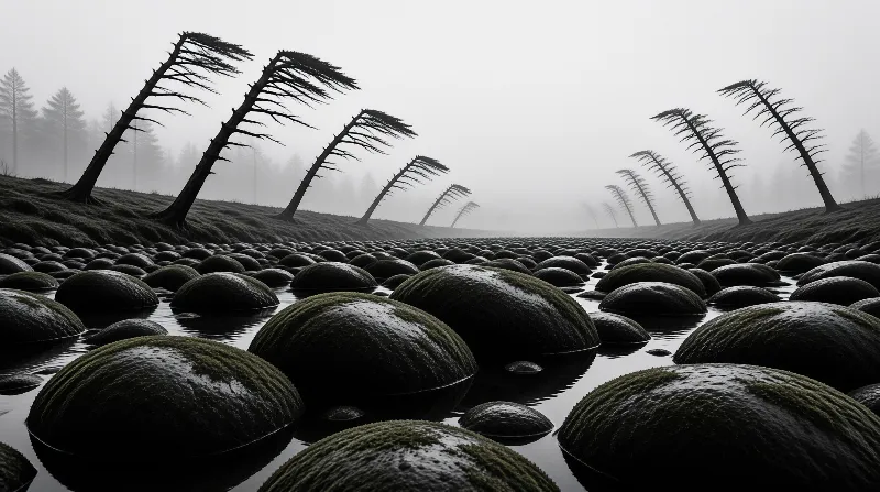 Moss Boulder Field Landscape