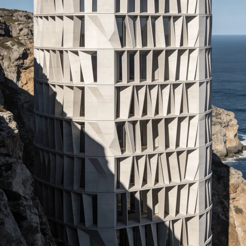 Tower with Parametric Facade — Coastal Cliff