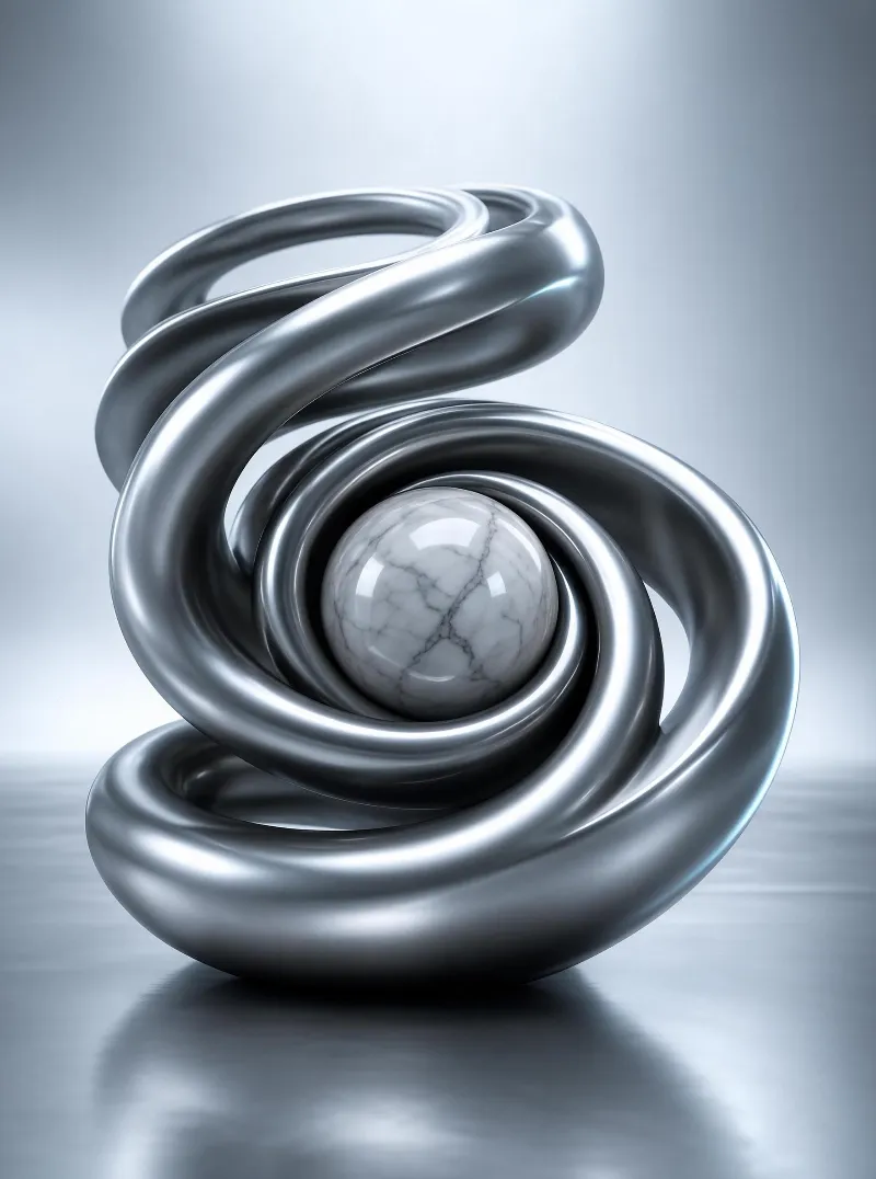 Metallic Spiral with Marble Sphere