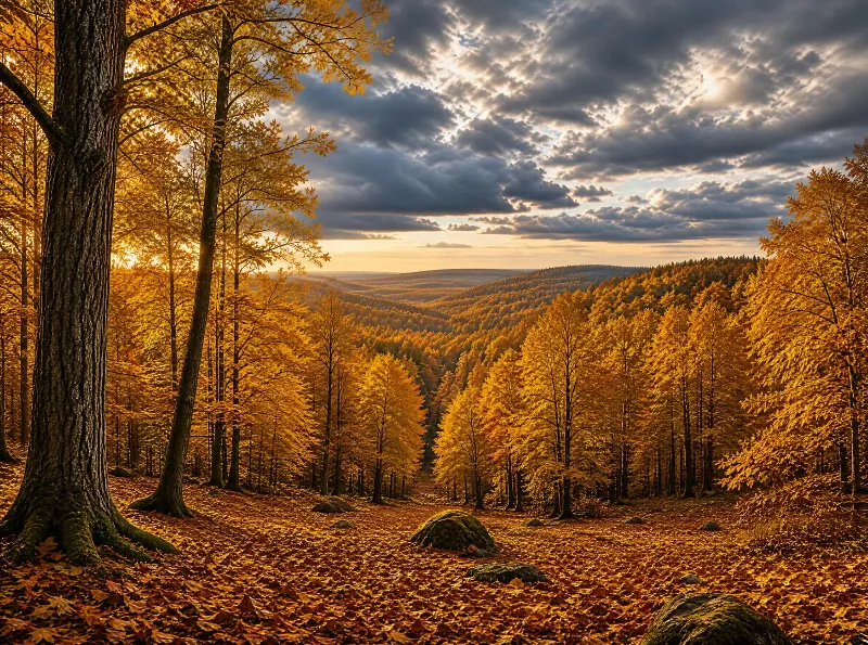 Autumn Forest at Sunset