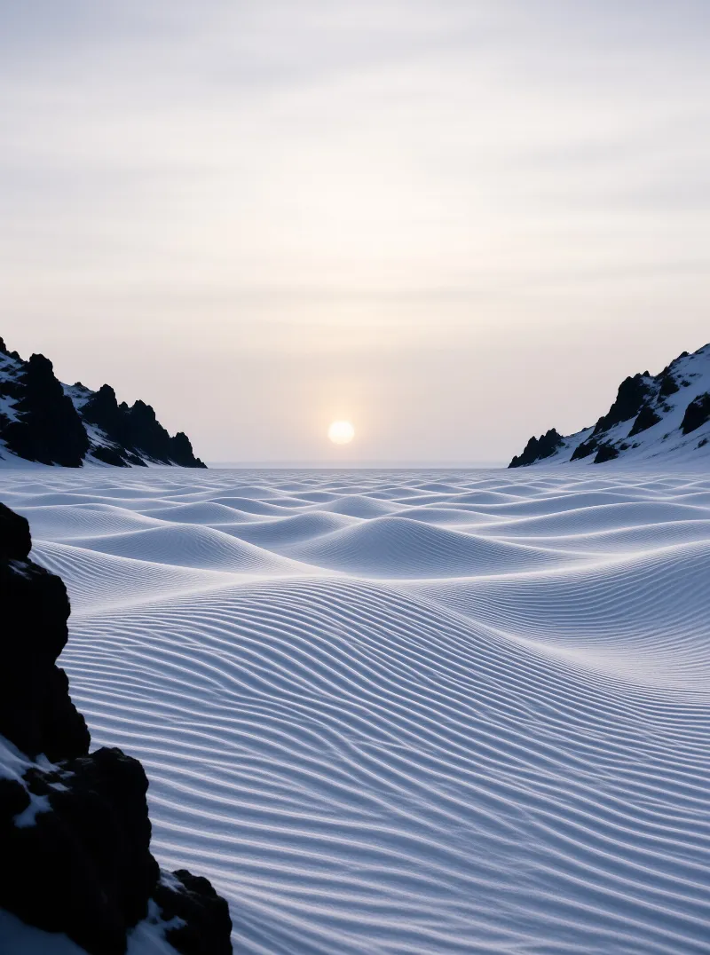 Frozen Snow Dunes at Sunrise