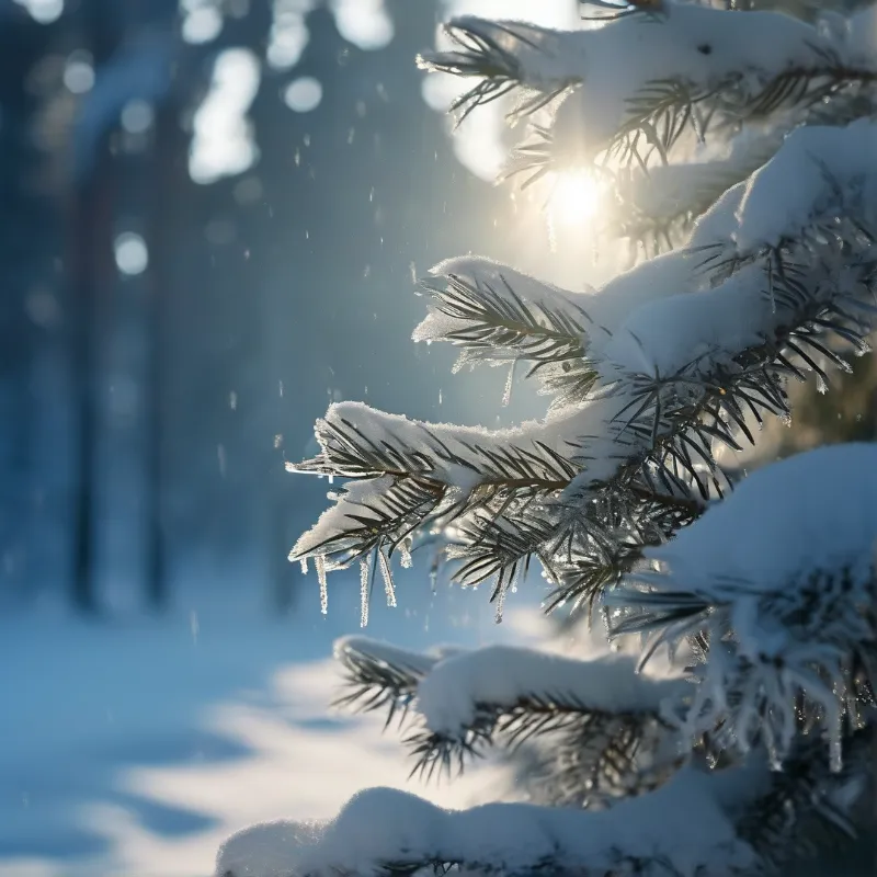 Snowy Pine Branches