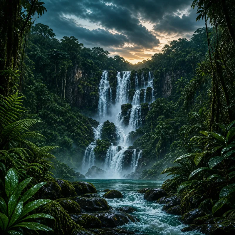 Tropical Rainforest Waterfall
