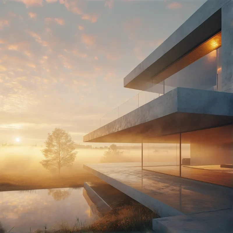 Modern Villa at Sunrise