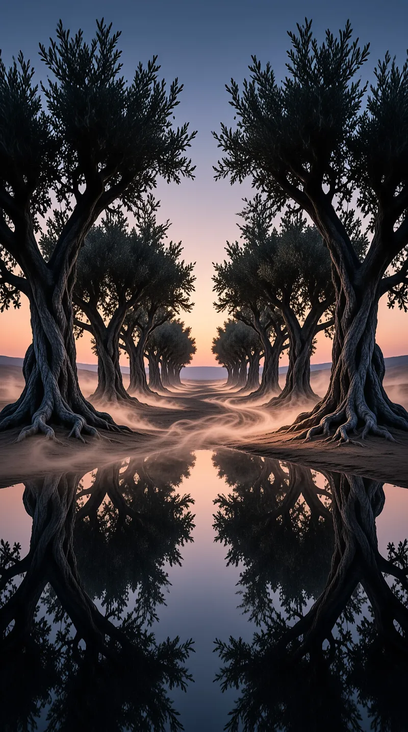 Misty Forest Path Reflection