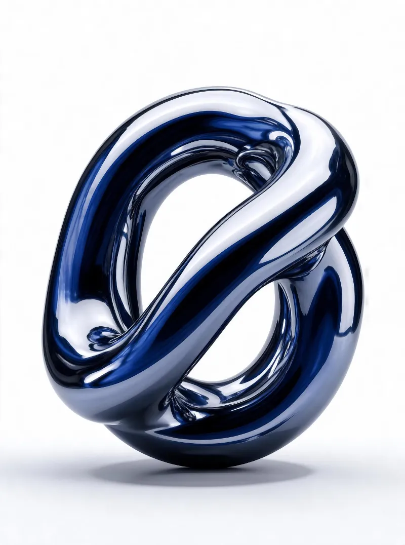 Shiny Blue Metal Knot Sculpture