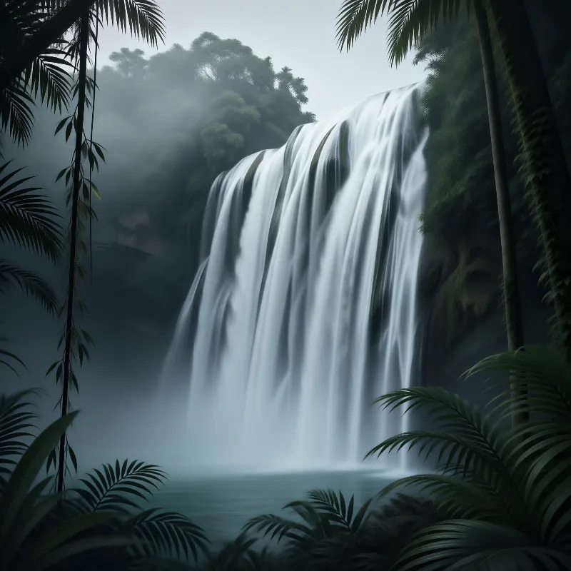 Misty Jungle Waterfall