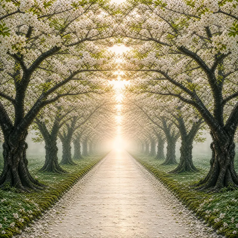 Sunlit Blossom Tunnel