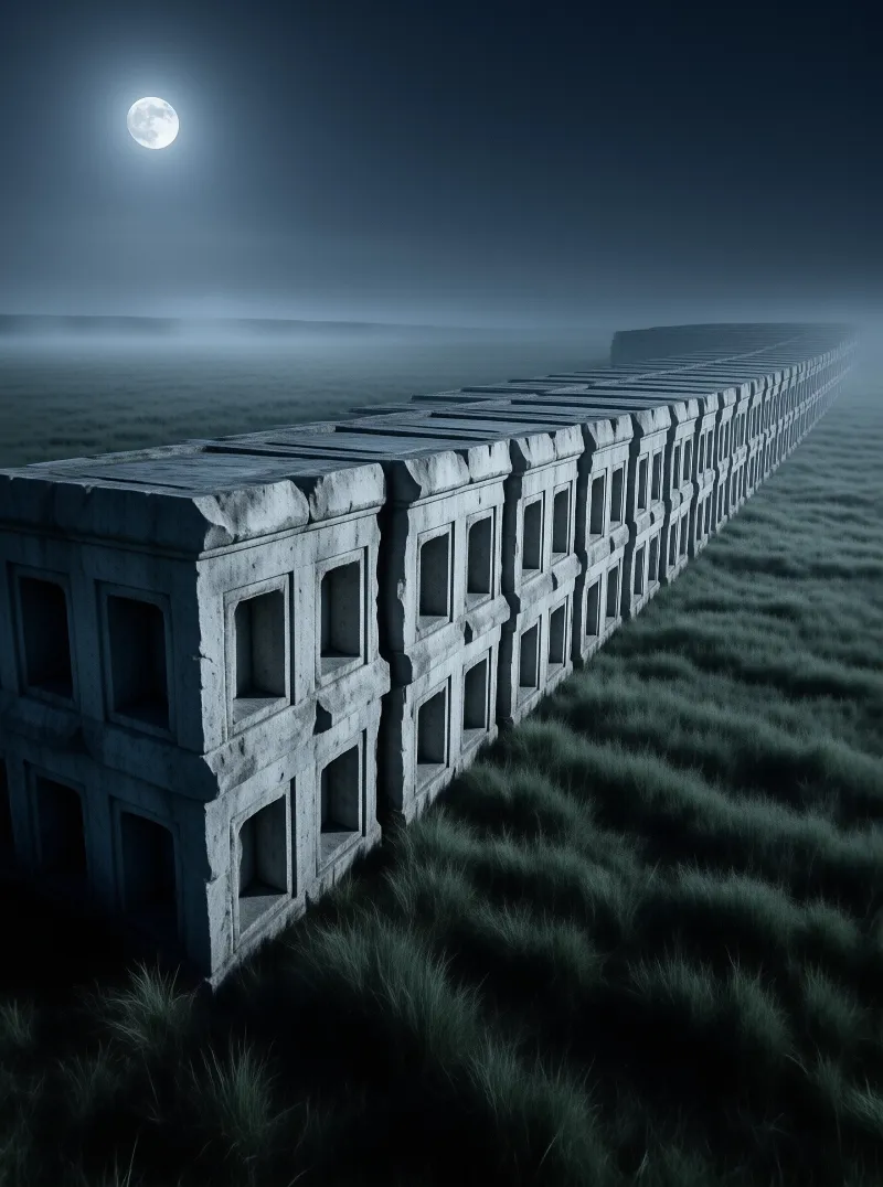 Moonlit Endless Concrete Wall