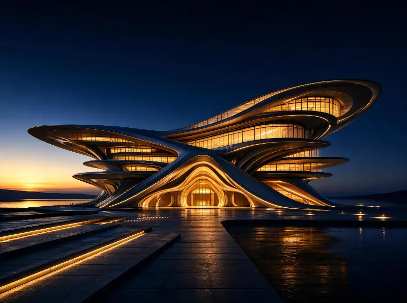 Futuristic Building at Dusk