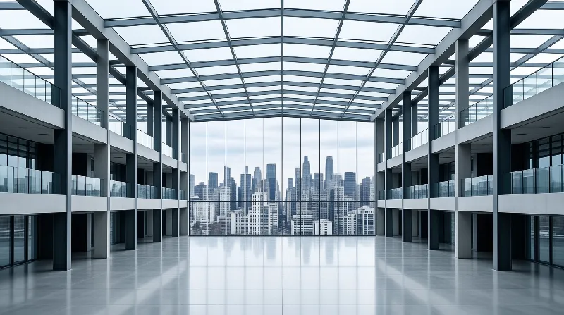 Modern Atrium with City View