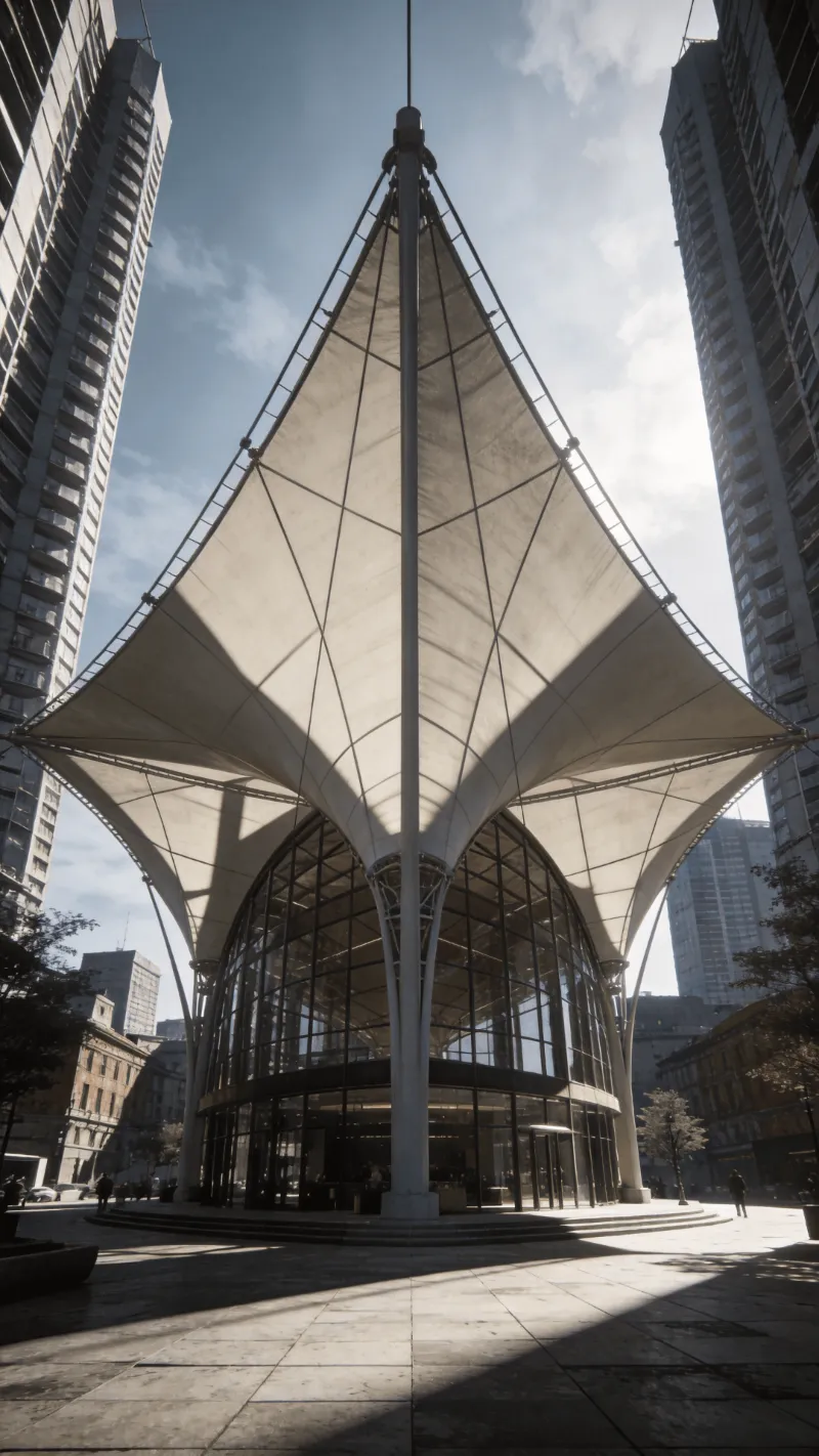 Pavilion with Tensile Structure — Urban Plaza