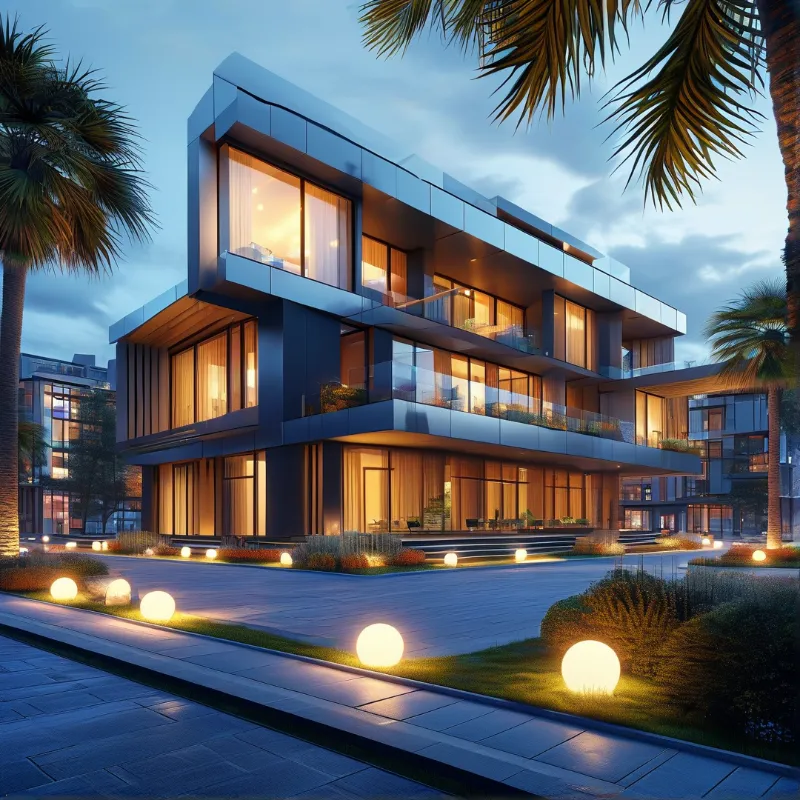 Modern Luxury Villa at Dusk