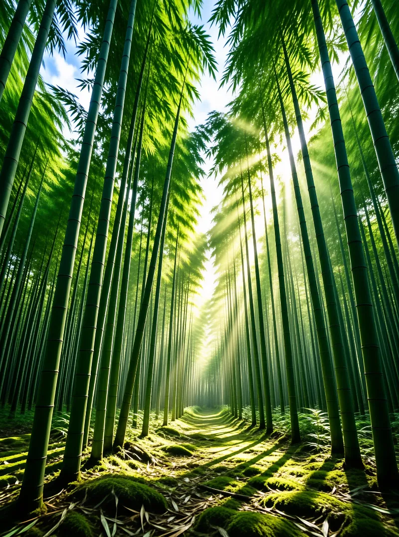 Sunlit Bamboo Forest Path