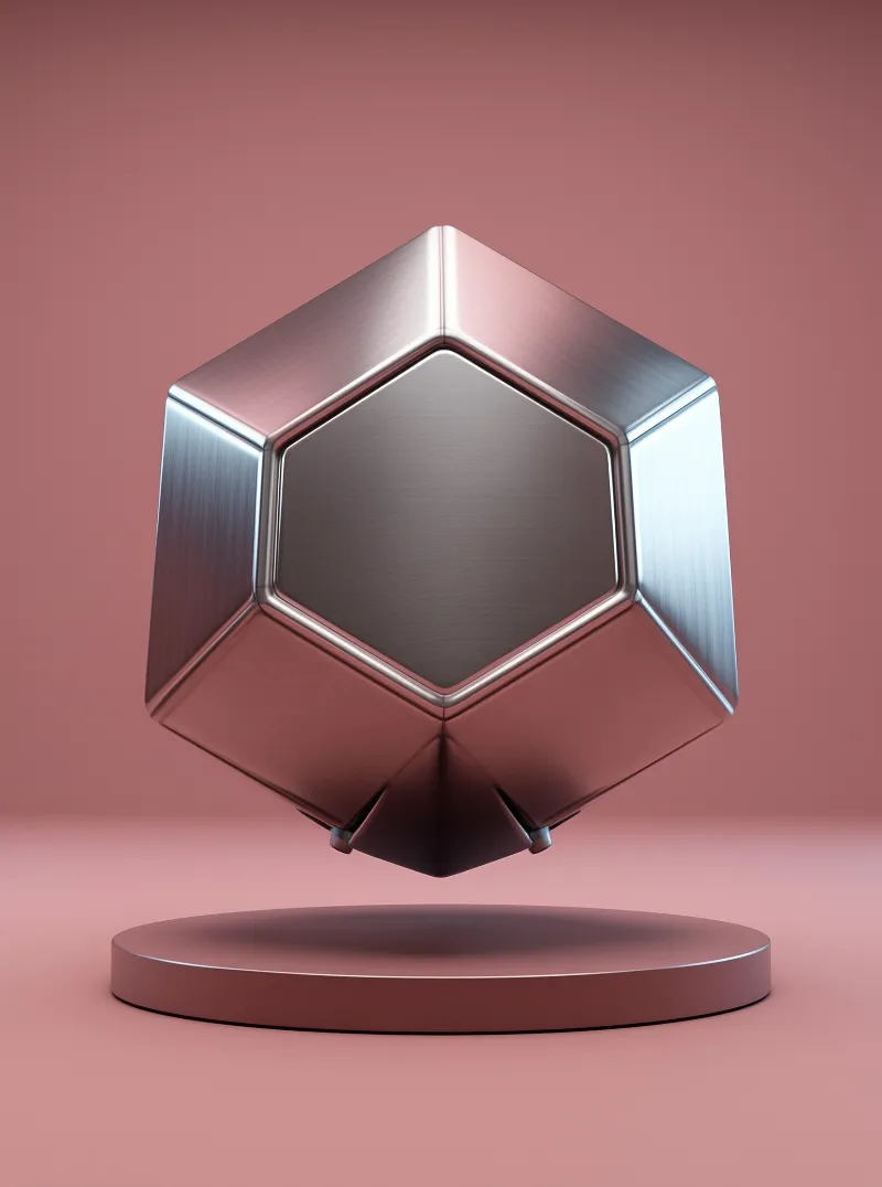 Floating Brushed Metal Hexagon