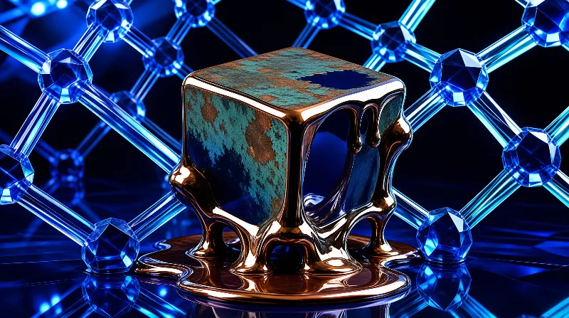 Melting Rusty Cube in Grid
