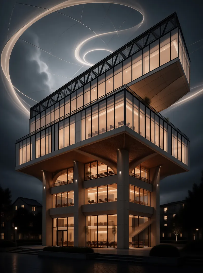 Futuristic Building at Night
