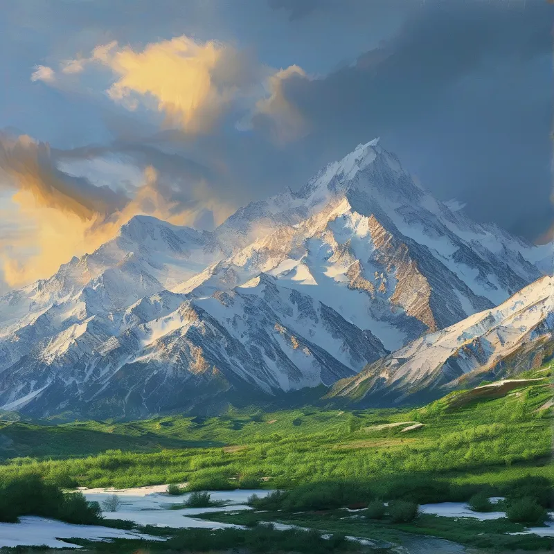 Snow-Capped Mountain Peaks