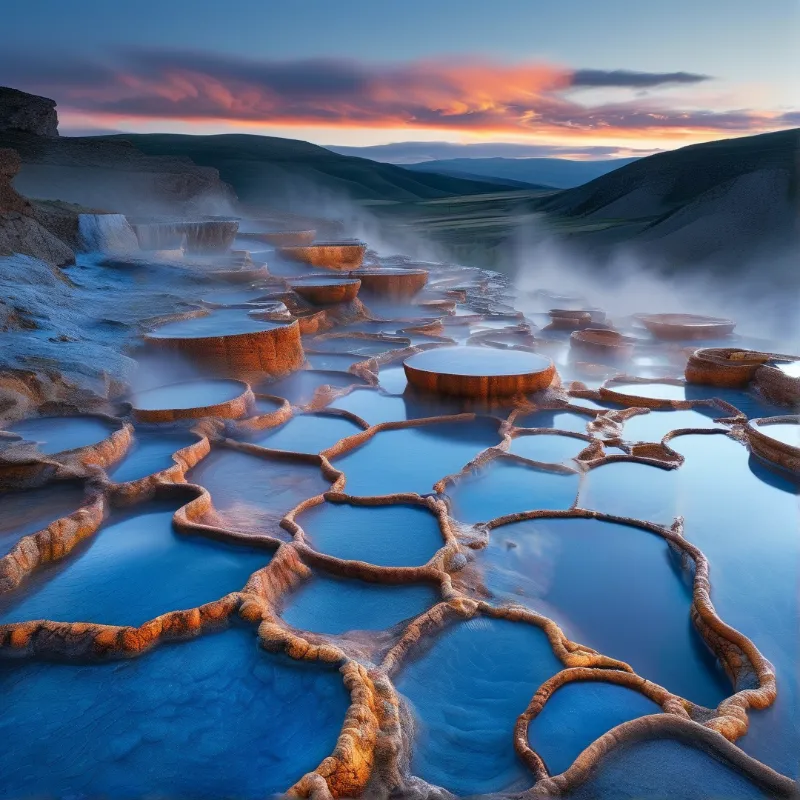 Terraced Pools at Sunset
