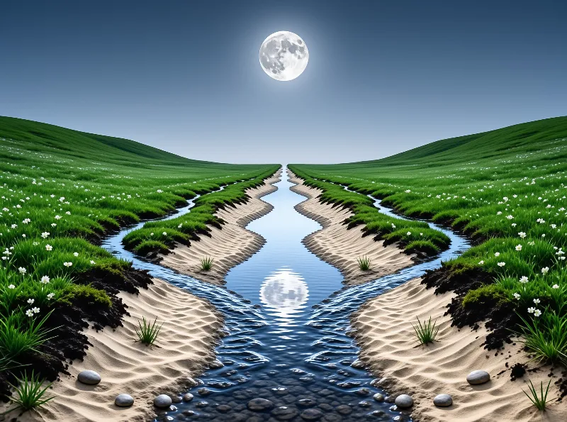 Moonlit River Valley