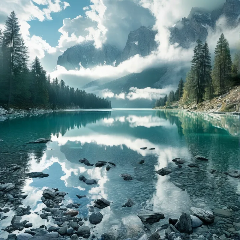 Serene Alpine Lake Reflection