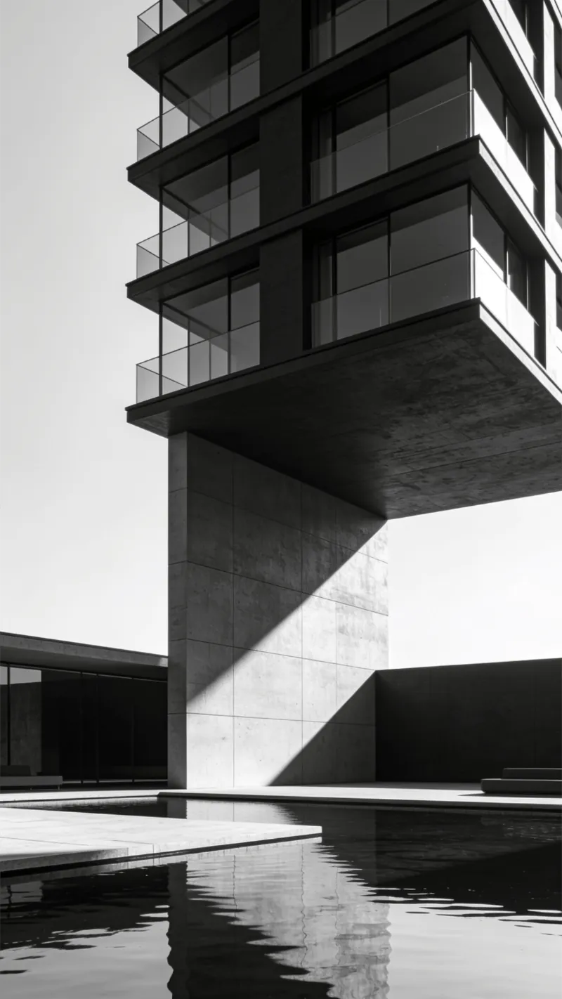 Tower with Floating Cantilever — Reflecting Pool