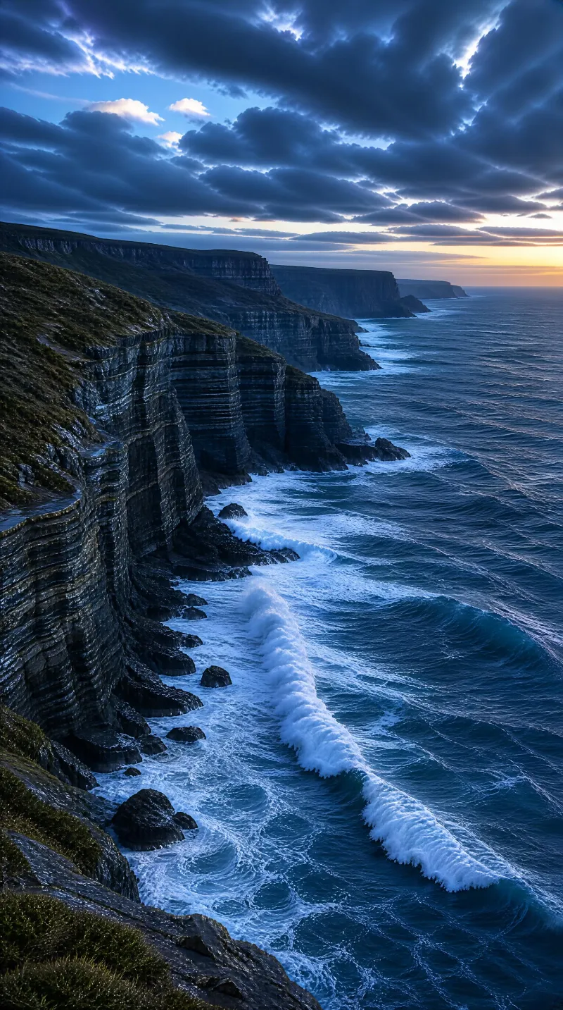 Coastal Cliffs at Dusk
