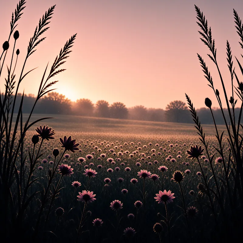 Sunset Flower Field