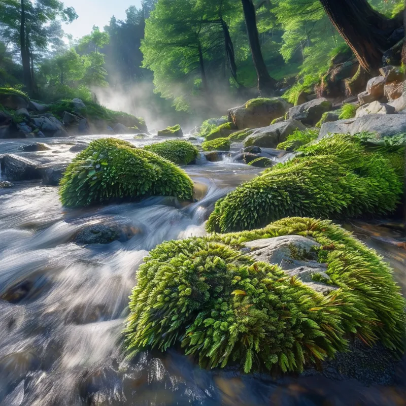 Lush Mossy Forest Stream