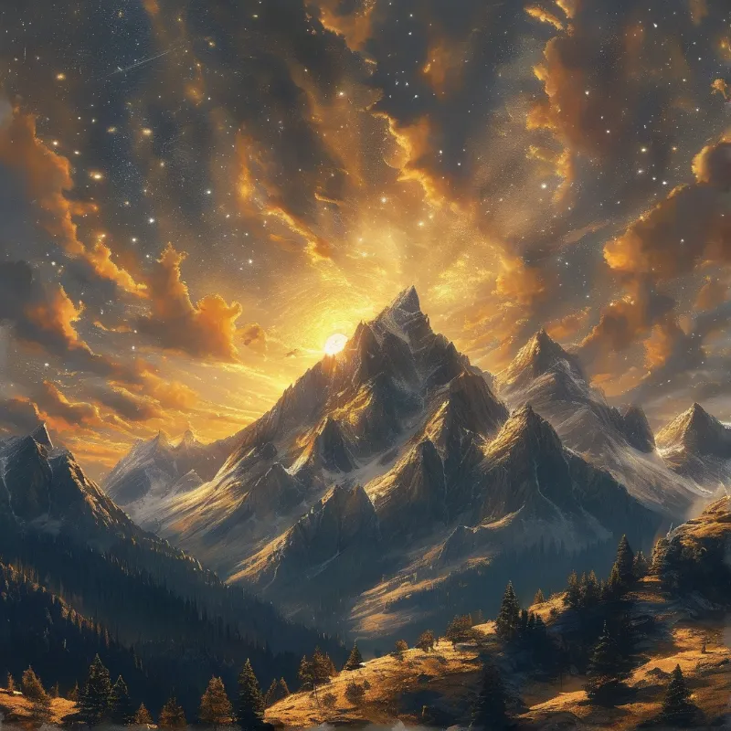 Majestic Mountain Peak at Sunrise