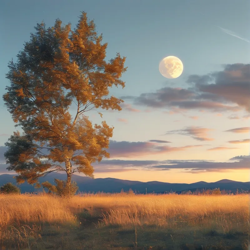 Golden Tree Under Moon