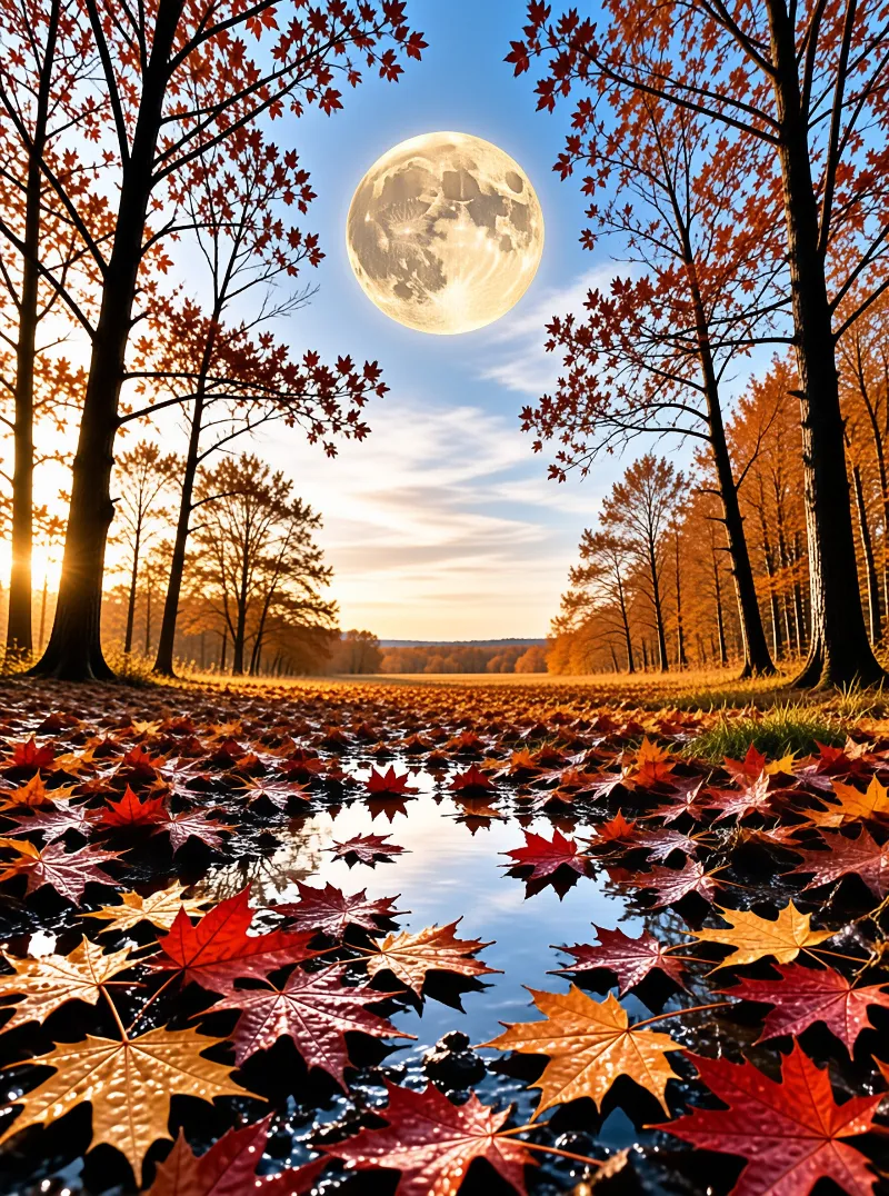 Harvest Moon Autumn Landscape