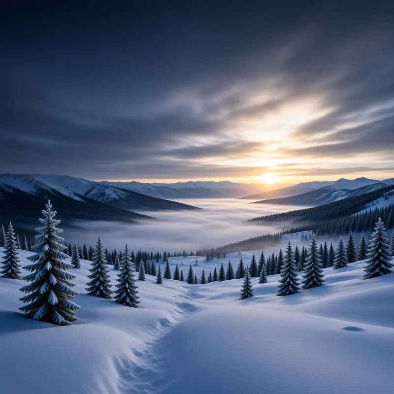 Snowy Mountain Sunrise