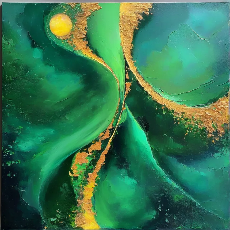 Abstract Green and Gold Flow