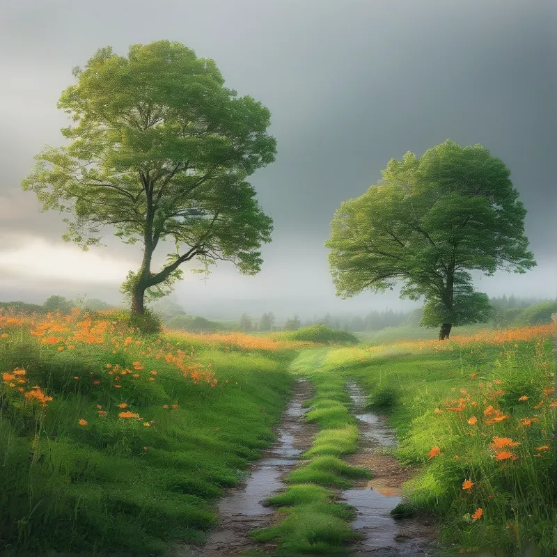 Misty Landscape Path