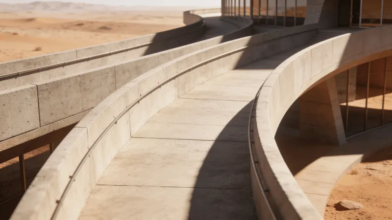 Bridge with Curved Concrete — Desert Plain