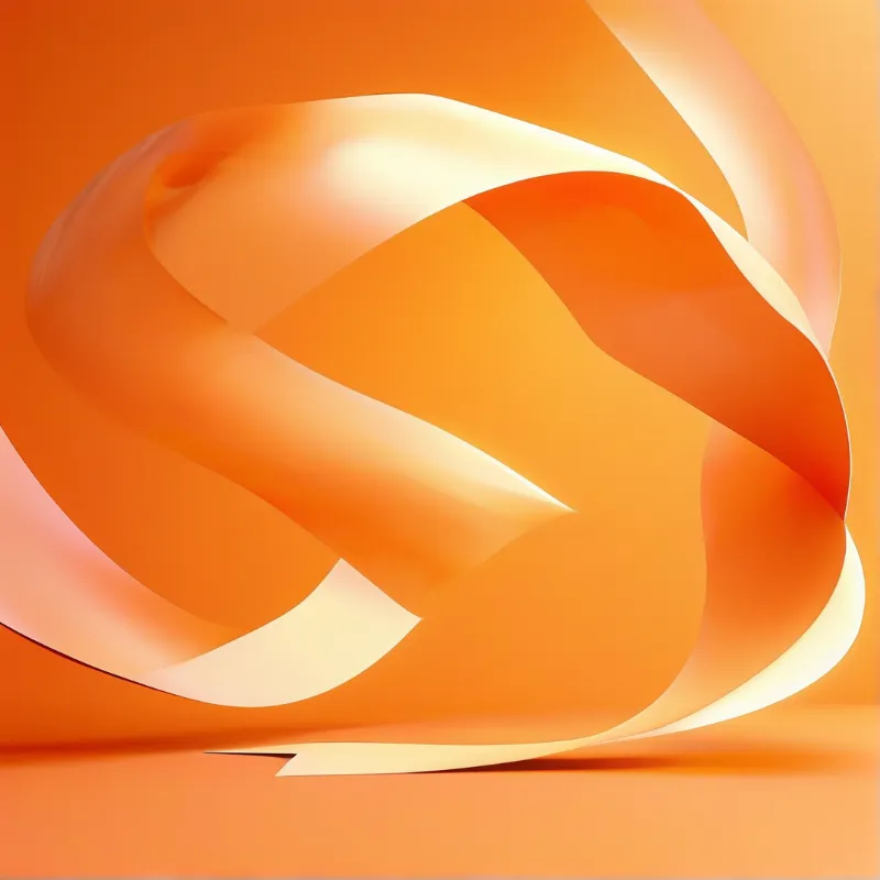 Abstract flowing shapes in shades of orange and cream curving against a warm monochromatic background