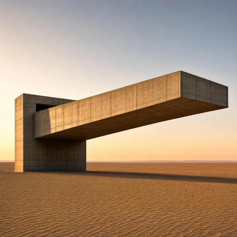 Modernist Concrete Structure in Desert