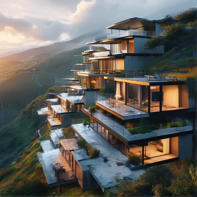 Cantilevered Hillside Modern Homes