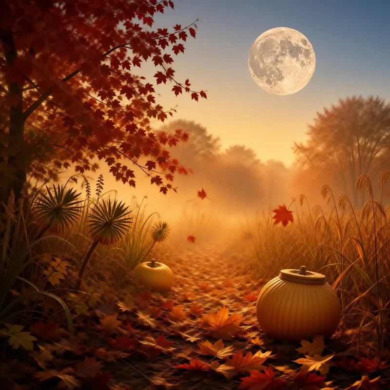 Moonlit Autumn Scene
