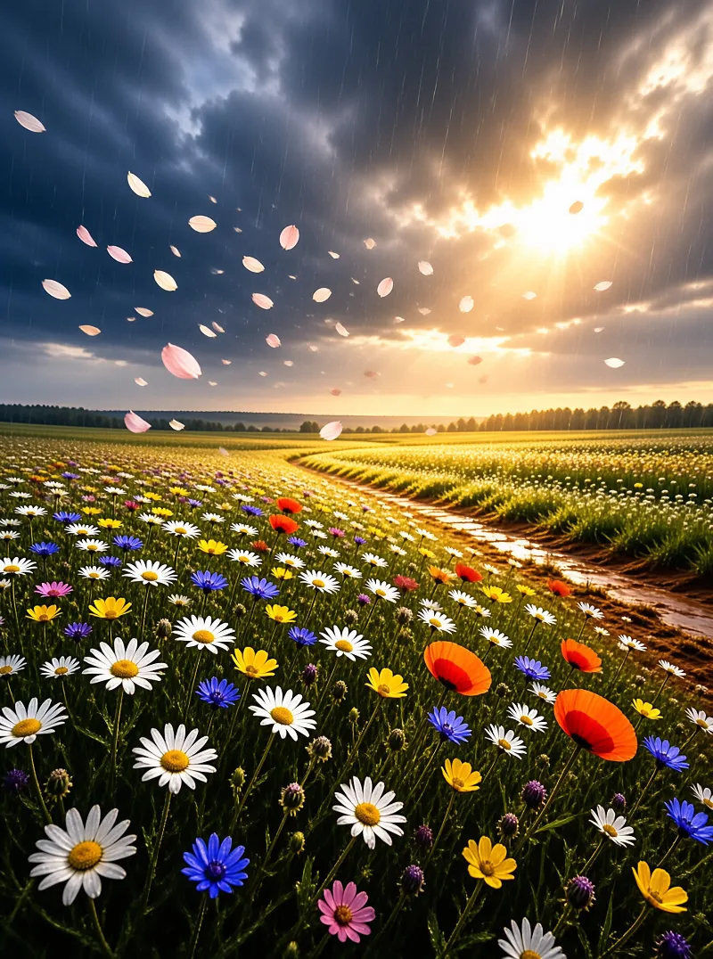 Rainbow Meadow at Golden Sunset