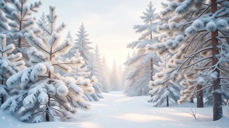 Sunny Snowy Forest Scene