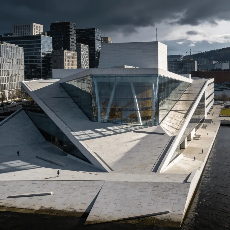 Museum with Glass Curtain Wall — Urban Plaza