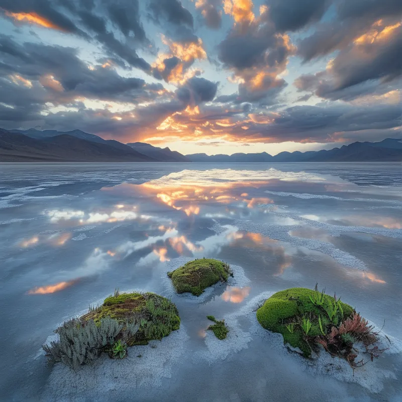 Frozen Lake Sunset Reflections